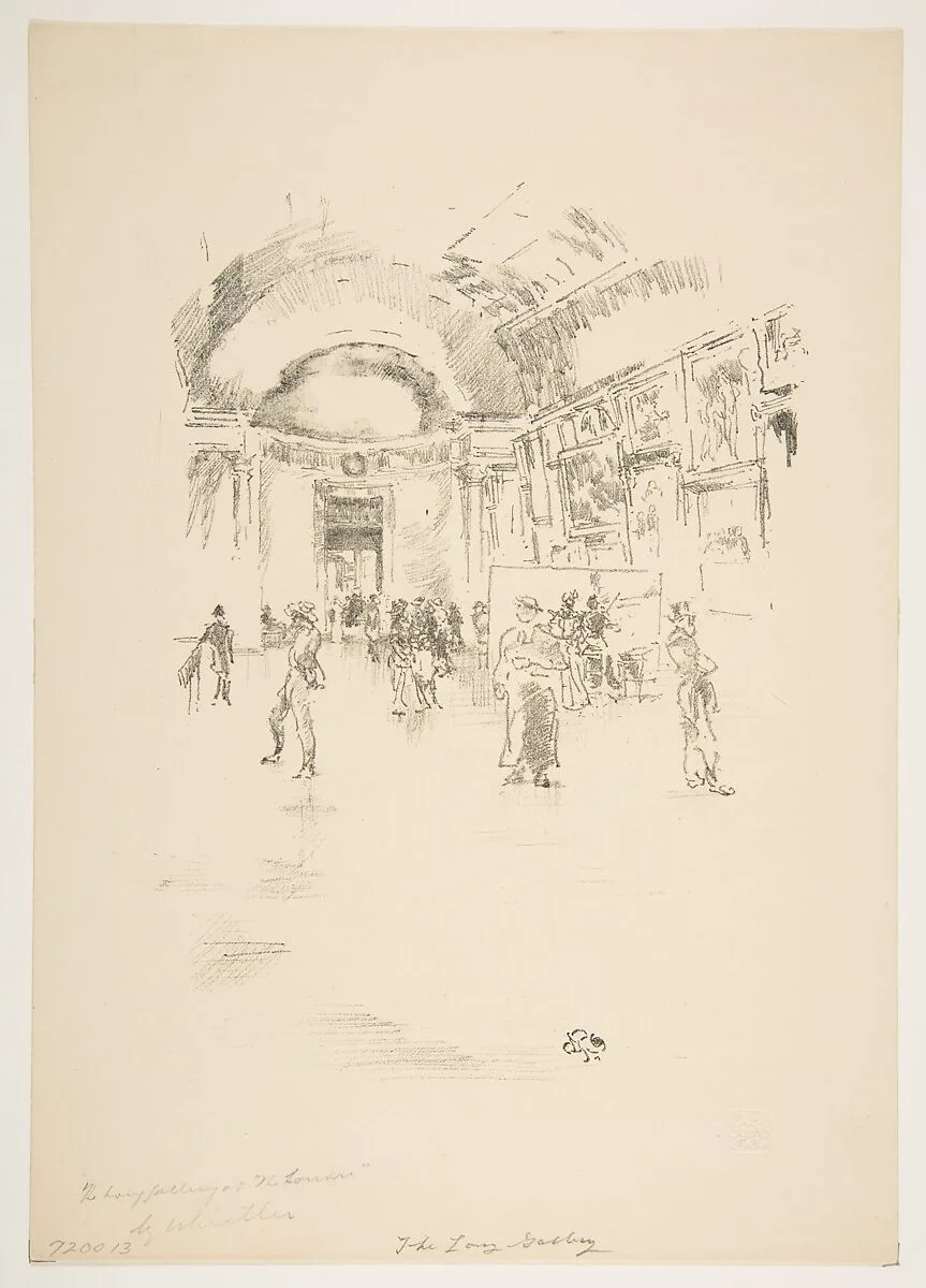 The Long Gallery, Louvre — James McNeill Whistler