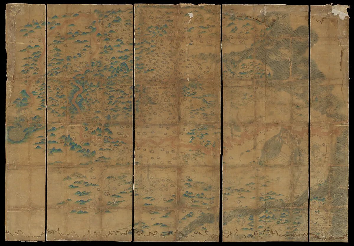 清 佚名 中國地圖 屏風|Map of China — Unidentified artist