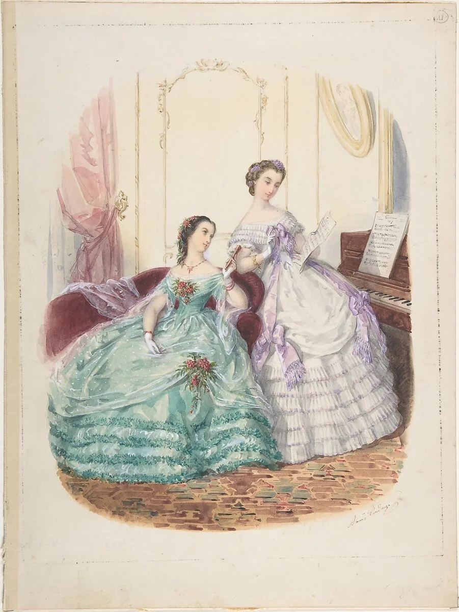 Fashion Study: Two Women in Evening Dress — Adèle-Anaïs Toudouze
