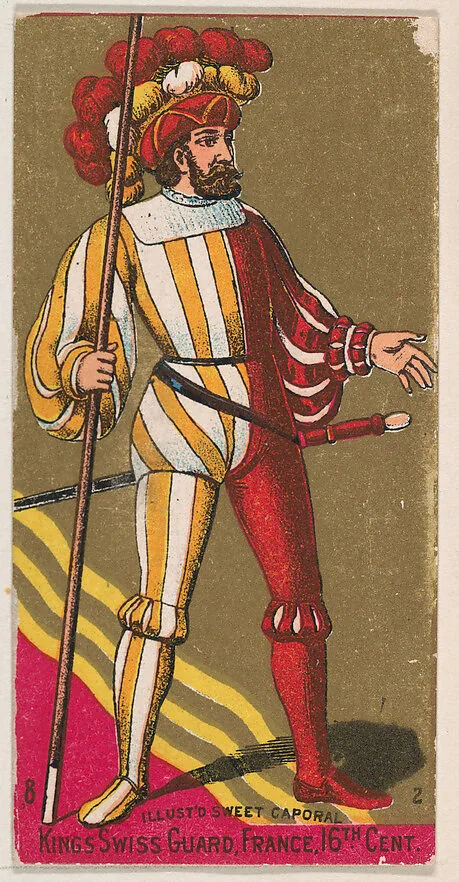 Kings Swiss Guard, France, 16th Century, from the Military Series (N224) issued by Kinney Tobacco Company to promote Sweet Caporal Cigarettes — Kinney Brothers Tobacco Company