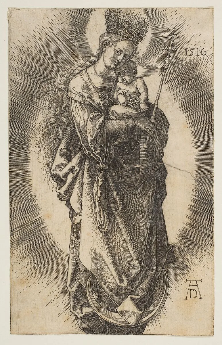 Virgin on the Crescent with Scepter and Starry Crown — Albrecht Dürer
