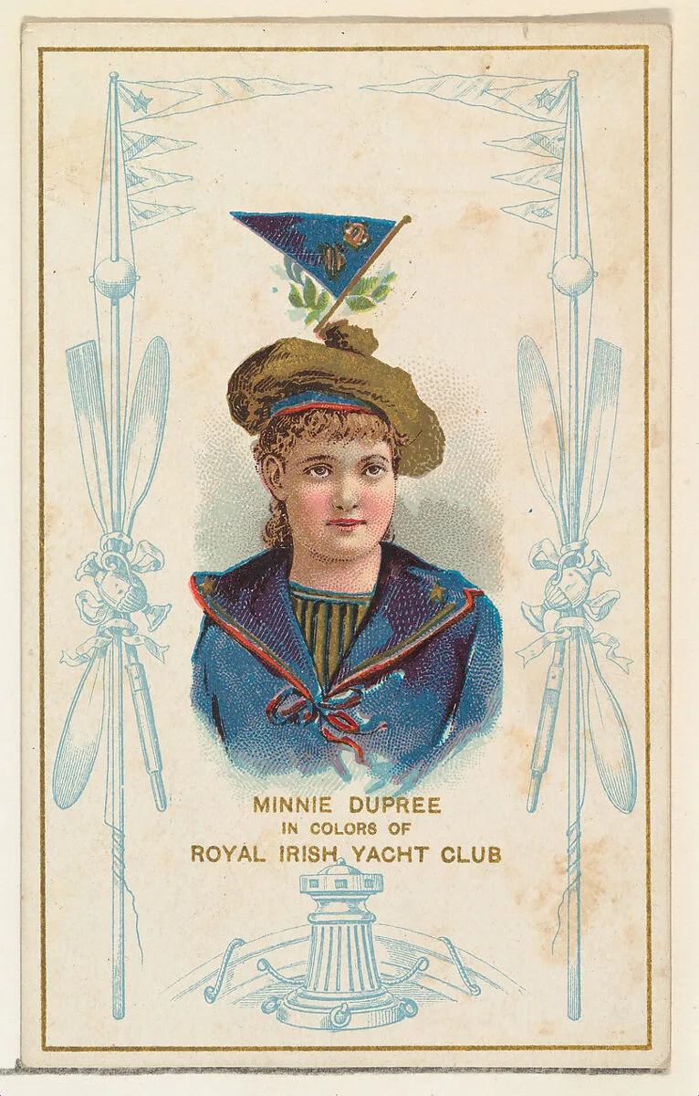 Minnie Dupree in Colors of Royal Irish Yacht Club, from the Yacht Colors of the World series (N140) issued by Duke Sons & Co. to promote Honest Long Cut Tobacco — W. Duke, Sons & Co.