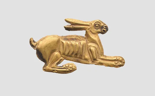 Inlay for a silver plate in the form of a hare
