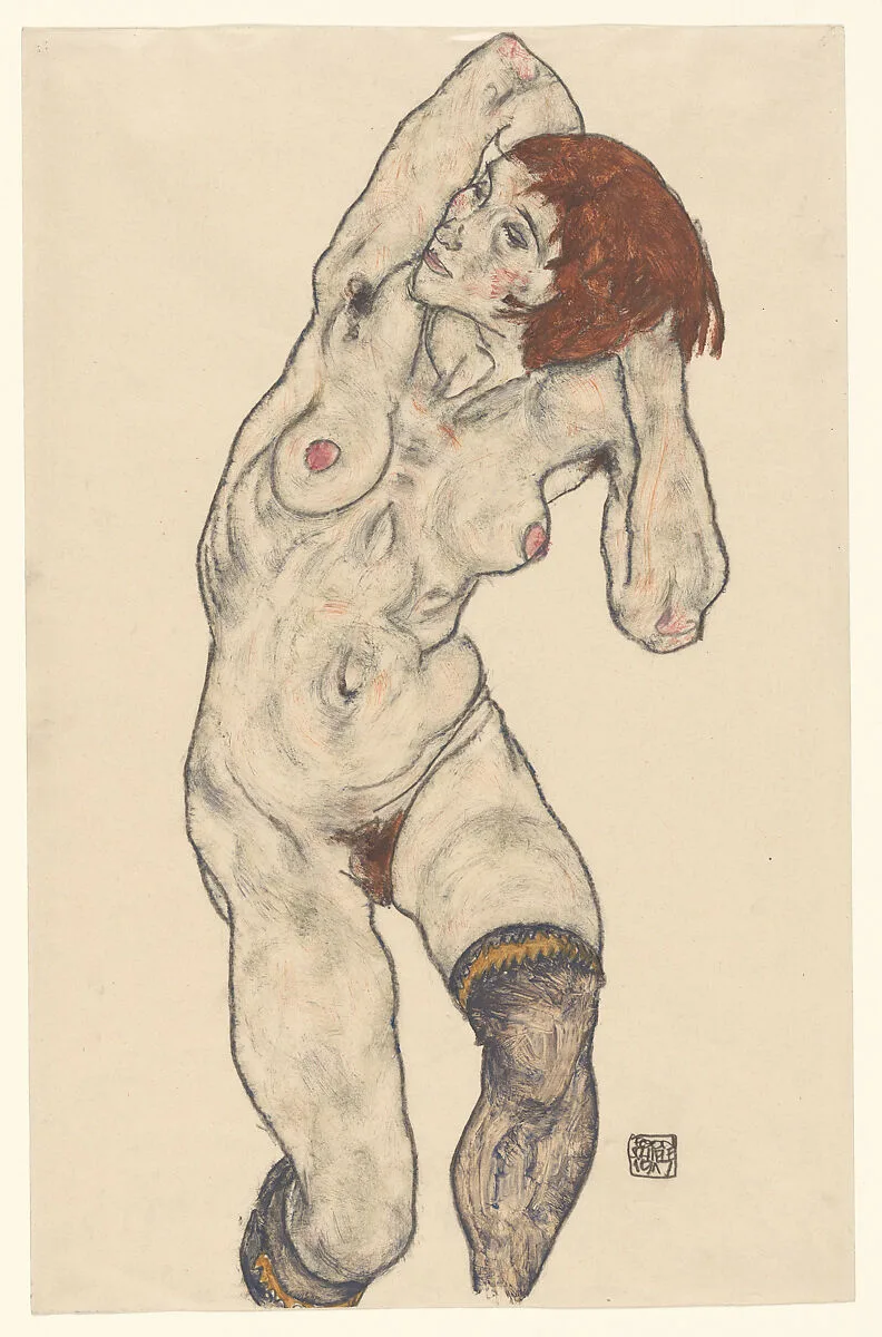 Nude in Black Stockings — Egon Schiele