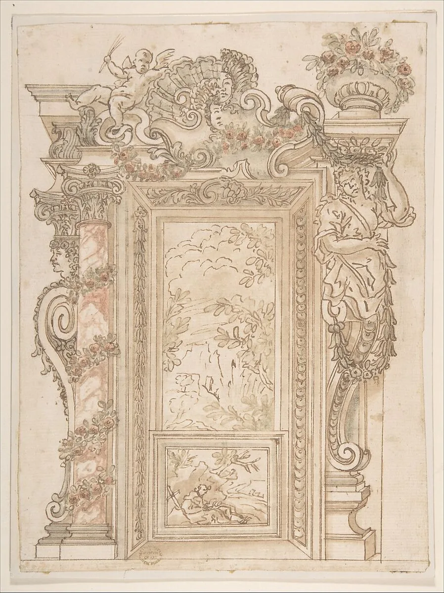 Designs for a Niche — Anonymous, Italian, Roman-Bolognese, 17th century