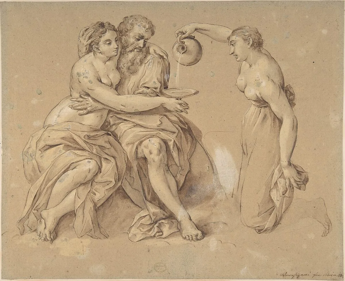 Lot and his Daughters — Anonymous, Italian, 17th century