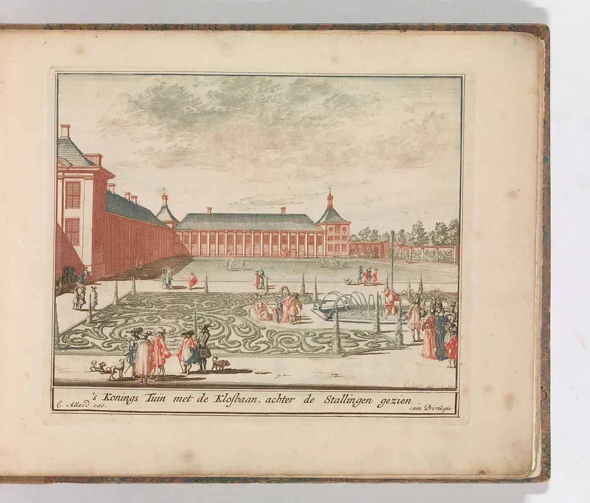 ' ’s Konings Tuin met de Klosbaan, achter de Stallingen gezien", in: Tooneel Der Voornaamste Nederlands Huizen, En Lust Hoven, Naar T Leven Afgebeeld — Carel Allard|Lorenz Scherm