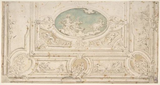 Design for a Ceiling with Apollo on his Wagon in the Central Compartment