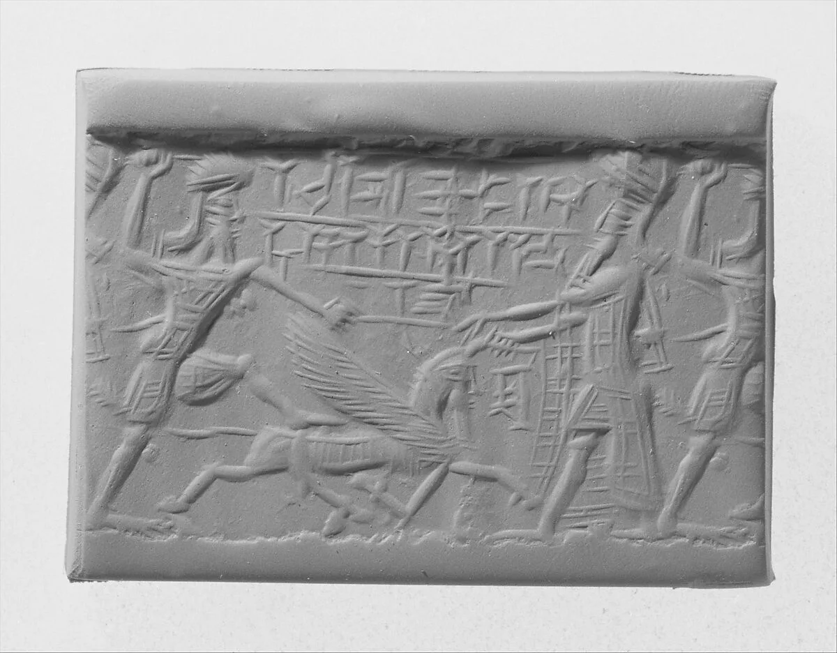 Cylinder seal with mythological contest scene — Unknown