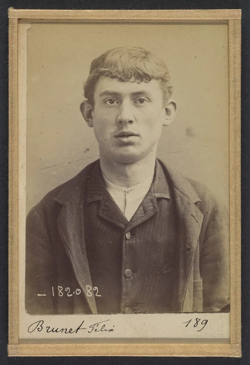 Brunet. Felix. 21 ans, né le 21/2/73 à Paris XVe. Peintre en voiture. Anarchiste. 7/7/94. — Alphonse Bertillon