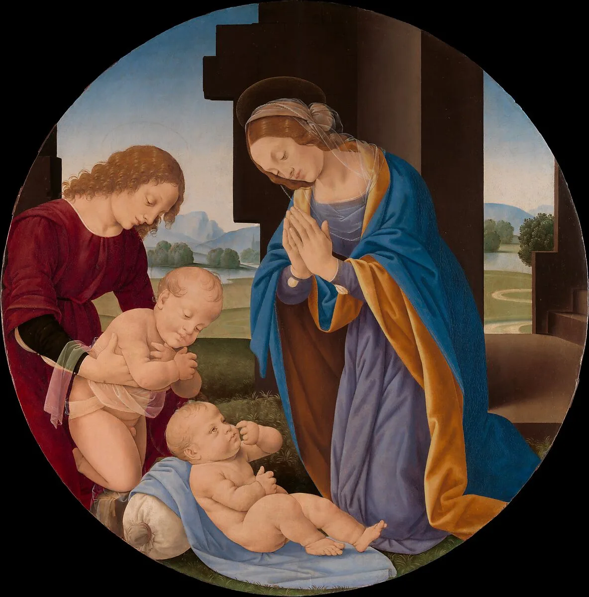 Madonna Adoring the Child with the Infant Saint John the Baptist and an Angel — Lorenzo di Credi (Lorenzo d'Andrea d'Oderigo)