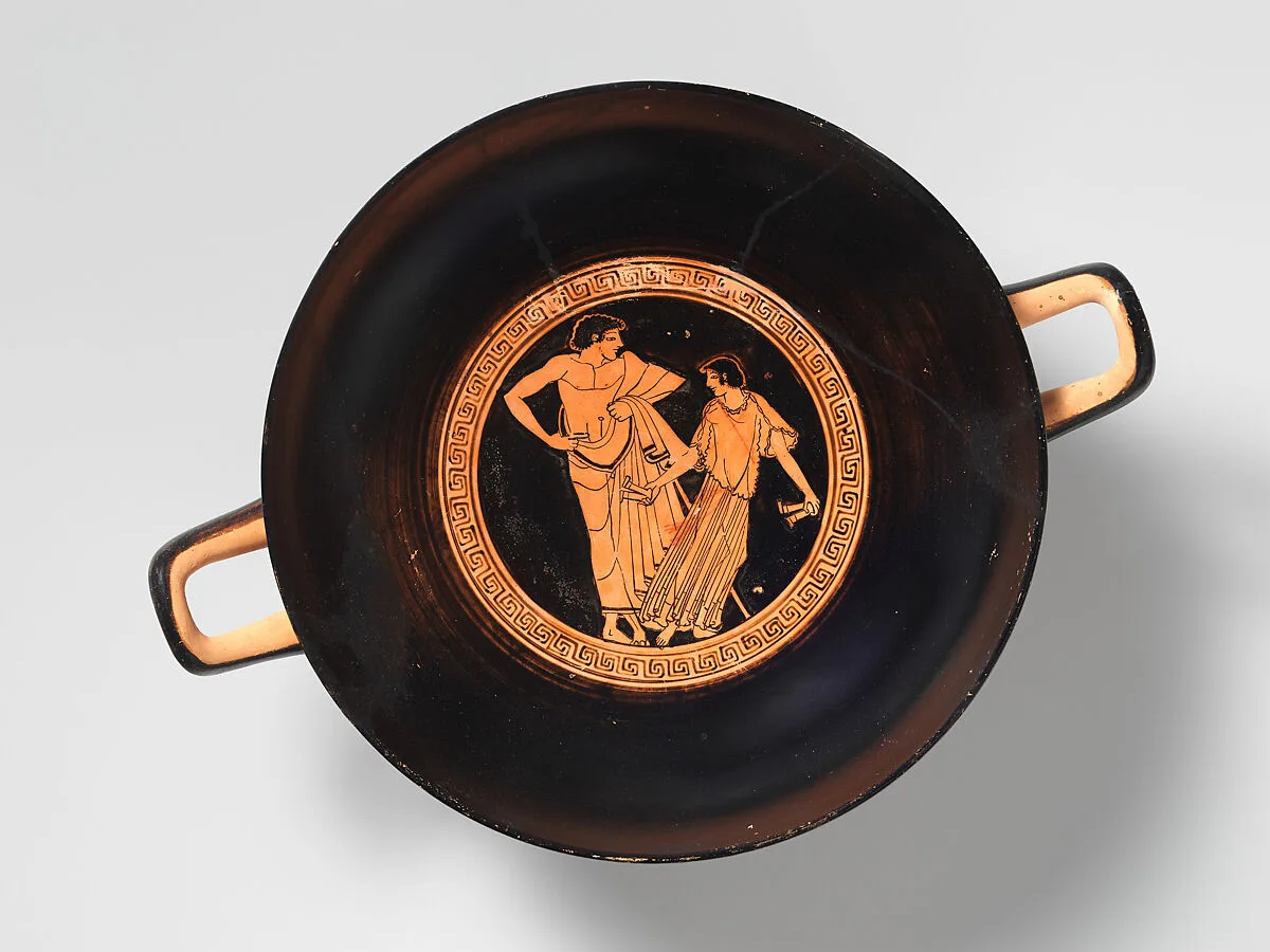 Terracotta kylix (drinking cup) — Makron