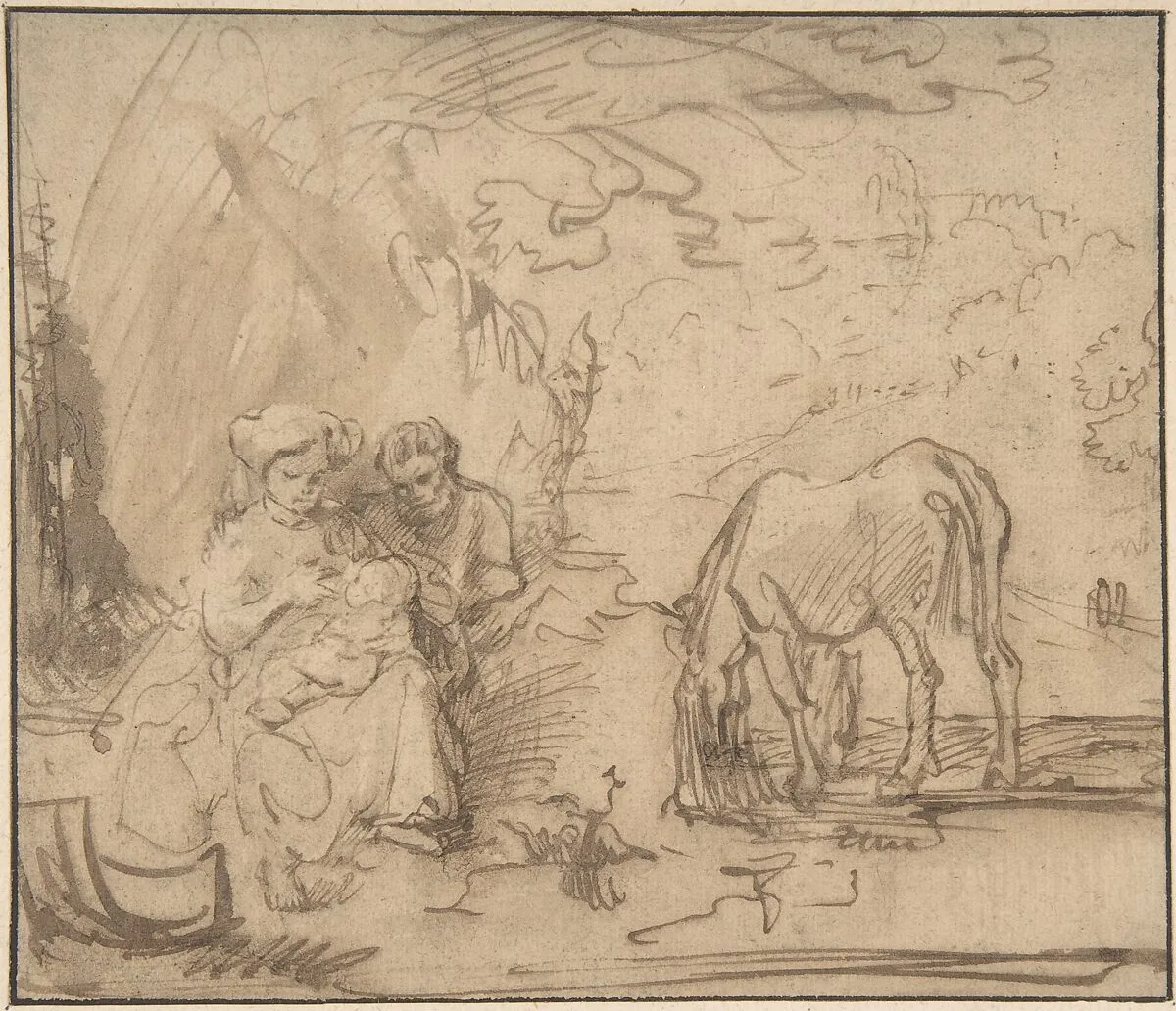 Rest on the Flight into Egypt — Rembrandt (Rembrandt van Rijn)|Ferdinand Bol