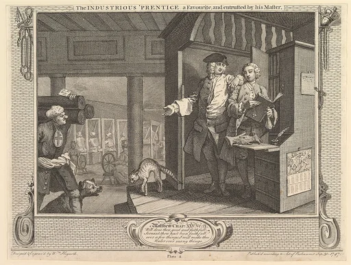 The Industrious 'Prentice a Favorite, and Entrusted by his Master: Industry and Idleness, plate 4