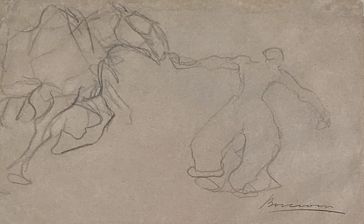Man Leading a Horse (recto); Study of a Man (verso) — Umberto Boccioni