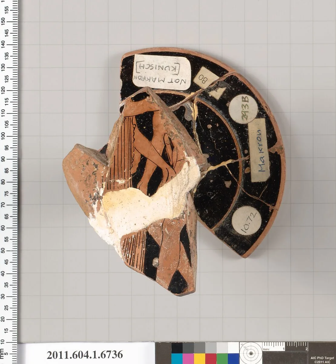 Terracotta fragment of a kylix (drinking cup) — Makron