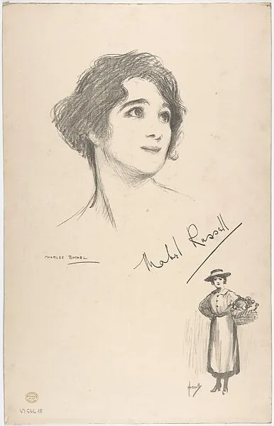 Portrait Head of the actress Mabel Russell, also shown full-length in costume — Charles A. Buchel|John Hassall|Mabel Russell