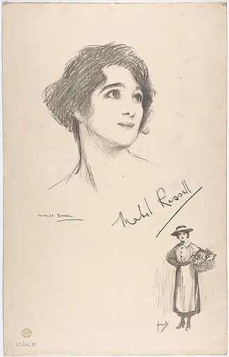 Portrait Head of the actress Mabel Russell, also shown full-length in costume