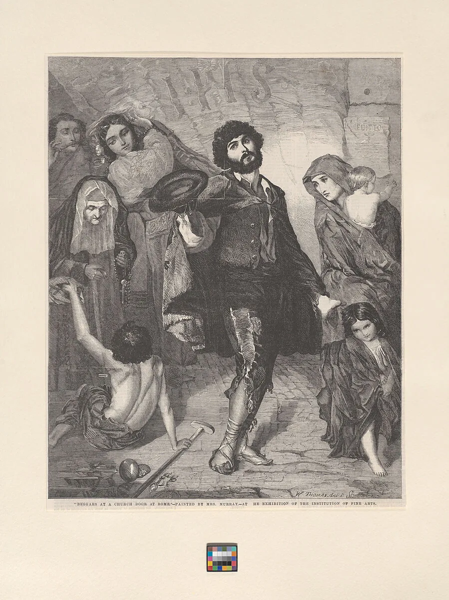 Beggars at a Church Door at Rome, from "Illustrated London News" — Elizabeth Murray|William Luson Thomas