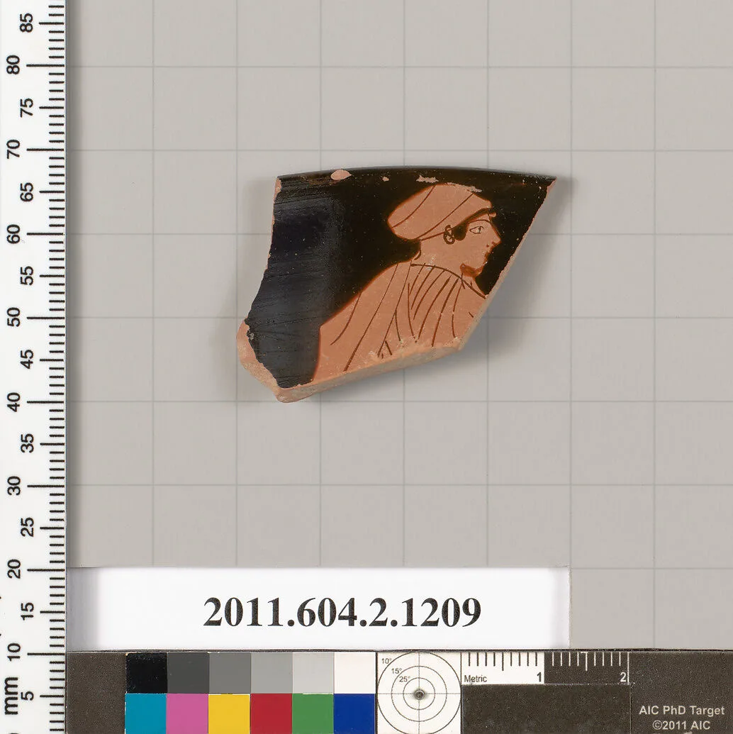 Terracotta fragment from a kantharos: head vase — Unknown