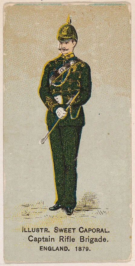 Captain, Rifle Brigade, England, 1879, from the Military Series (N224) issued by Kinney Tobacco Company to promote Sweet Caporal Cigarettes — Kinney Brothers Tobacco Company