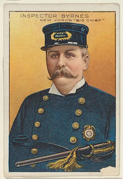Inspector Byrnes, New York's "Big Chief," from the "Heroes of History" series (T68), issued with Miners Extra Smoking Tobacco, Natural Leaf Scrap, and Royal Bengals Little Cigars — Royal Bengals Little Cigars|Thomas F. Byrnes