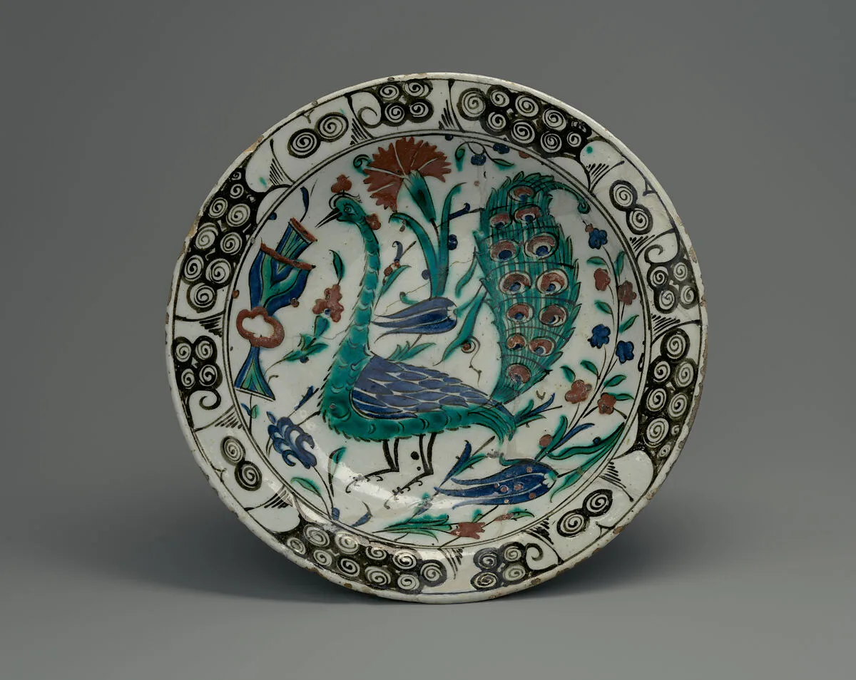 Dish with Peacock Design — Unknown