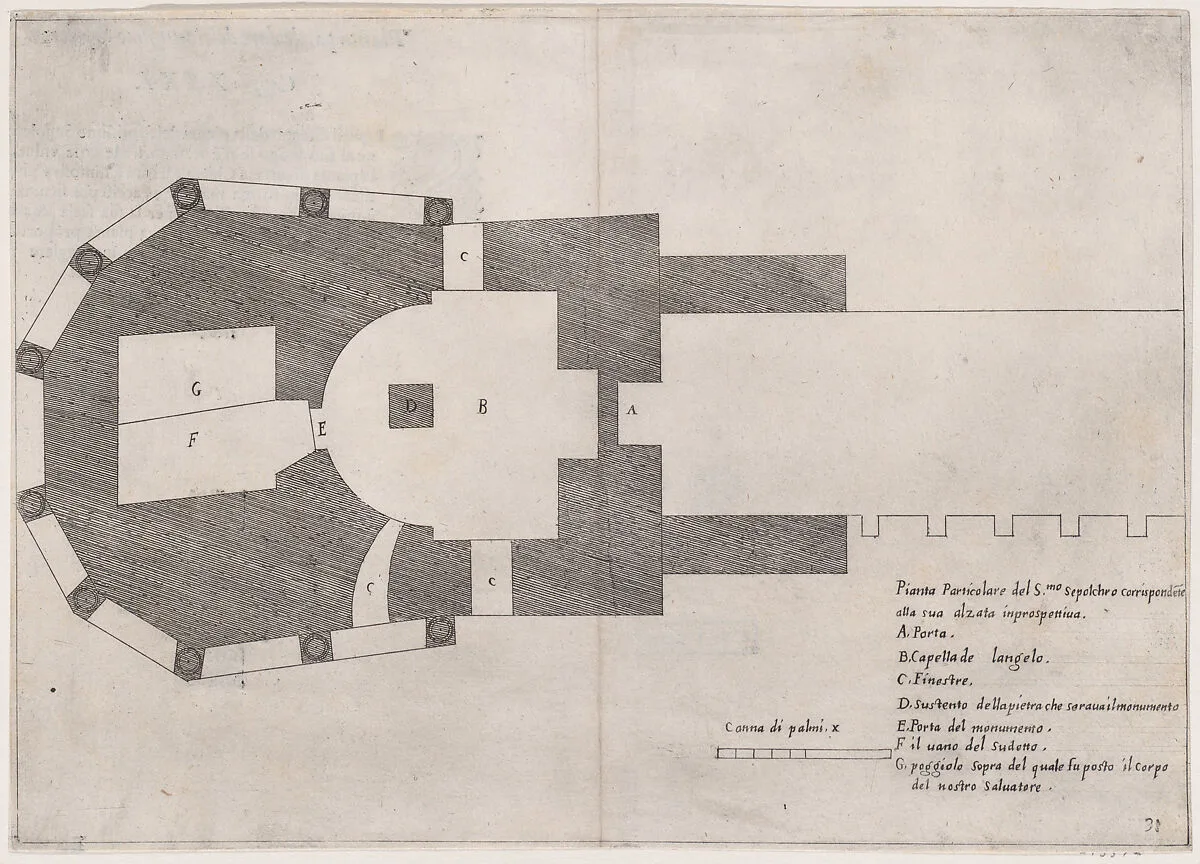 24th Plate, from Trattato delle Piante & Immagini de Sacri Edifizi di Terra Santa (Treatise of the Plans & Images of the Sacred Buildings of the Holy Land) — Jacques Callot|Bernardino Amico|Pietro Cecconcelli