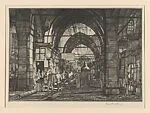 View of an arched arcade with shops, possibly Morocco — Louis Moralez