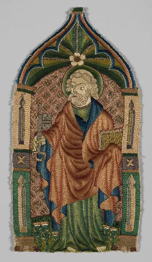 Four Embroidered Saints, probably from an Orphrey
