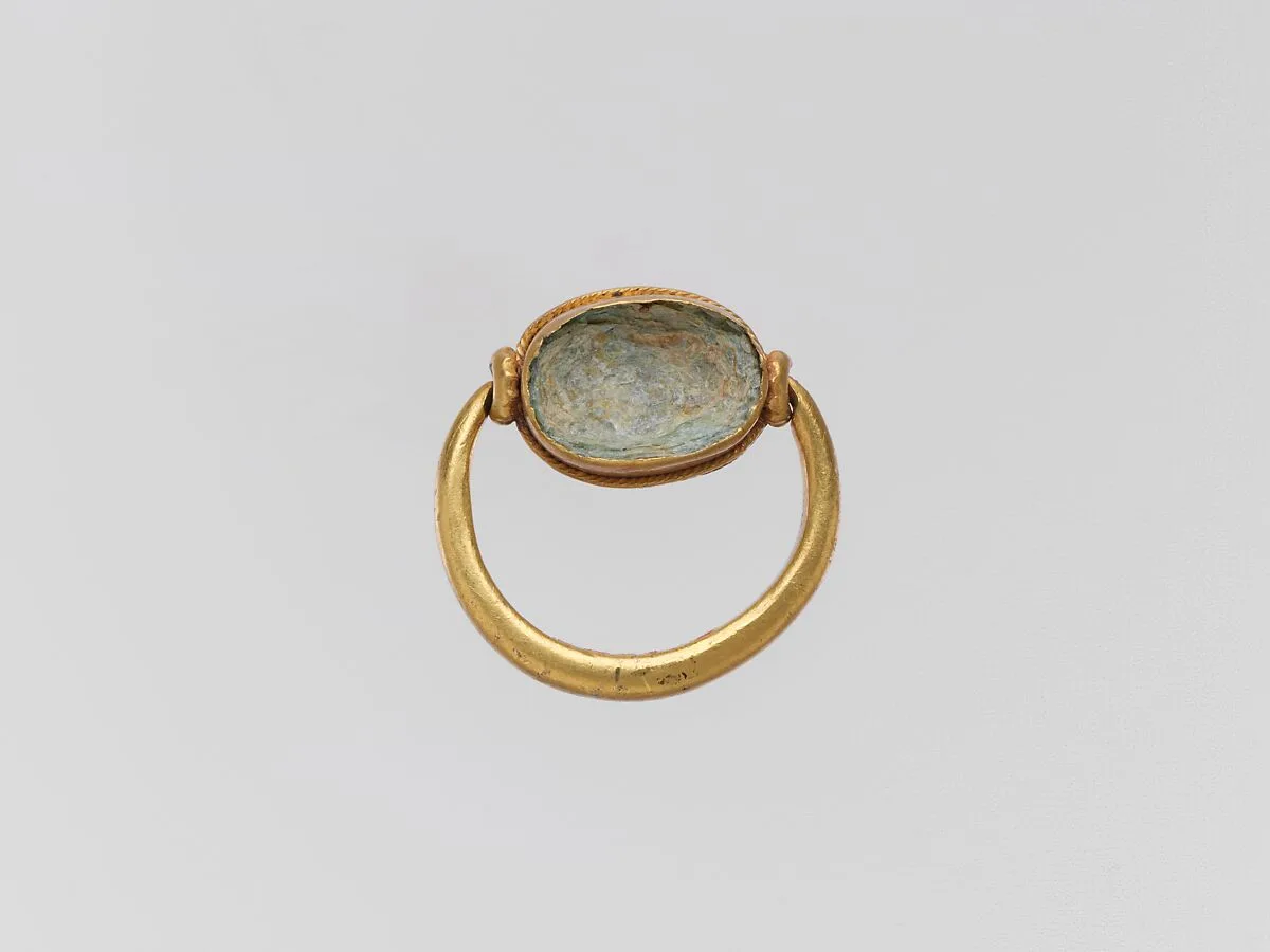Gold ring with glass paste ring stone — Unknown