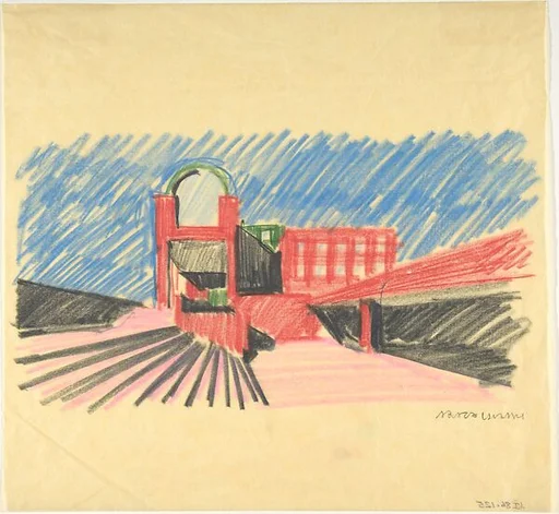 Exterior Perspective from Entrance Court of the Museum of Contemporary Art, Los Angeles