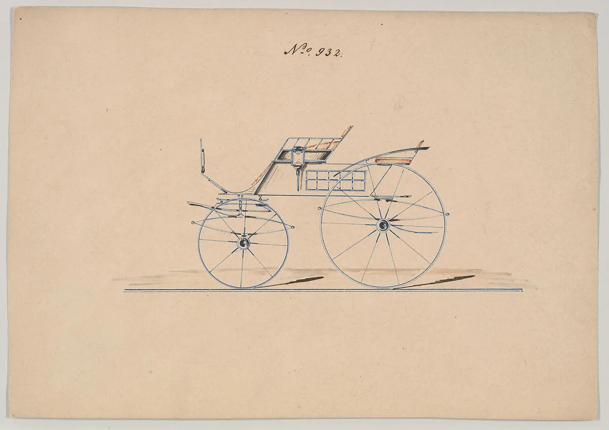 Design for 4 seat Phaeton, no top, no. 932 — Brewster & Co.