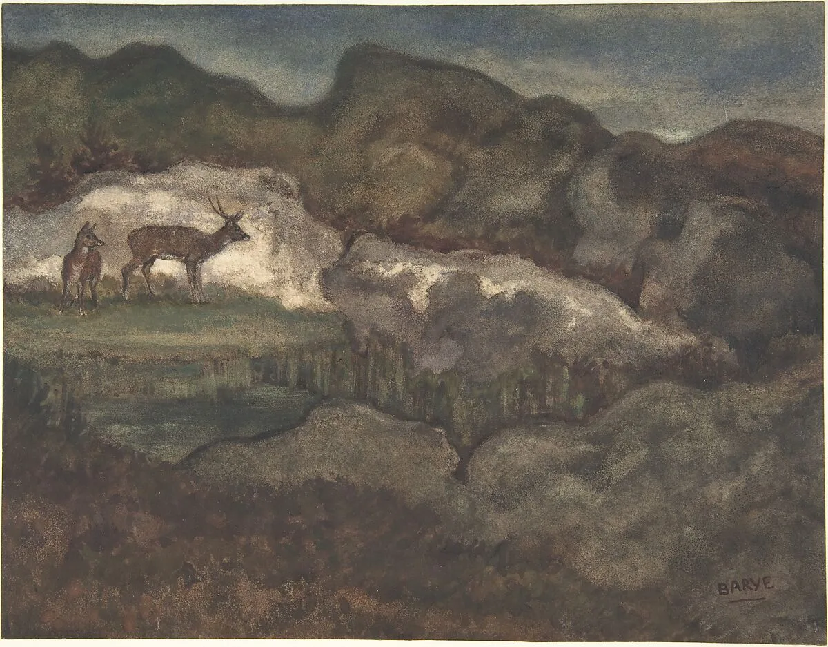 Izards in the Glaciers (Pyrenean Chamois) — Antoine-Louis Barye