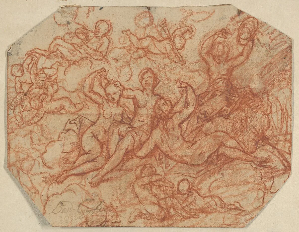 Four (?) Nude Women in the Clouds Surrounded by Putti — Benoît Le Coffre