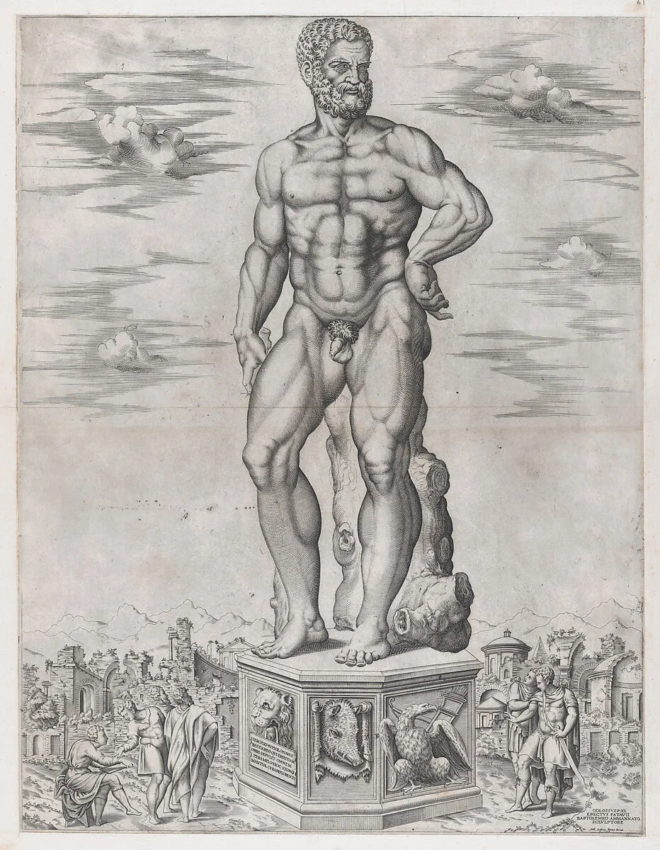 Speculum Romanae Magnificentiae: Hercules Colossus at Padua (L'Ercole di casa Benavides a Padova) — Antonio Lafreri|Enea Vico|Bartolomeo Ammanati (Ammannati)|Anonymous, Italian, 16th century