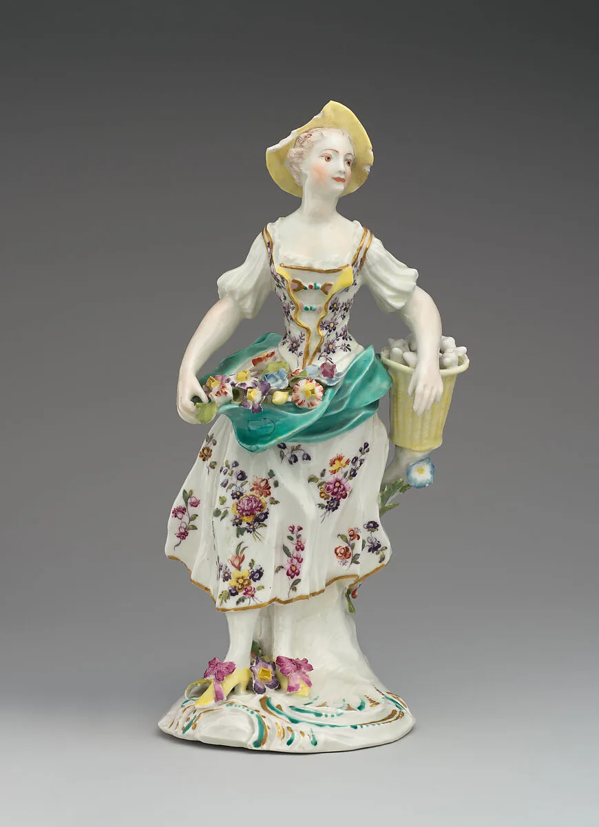 Female gardener (one of a pair) — Derby Porcelain Manufactory