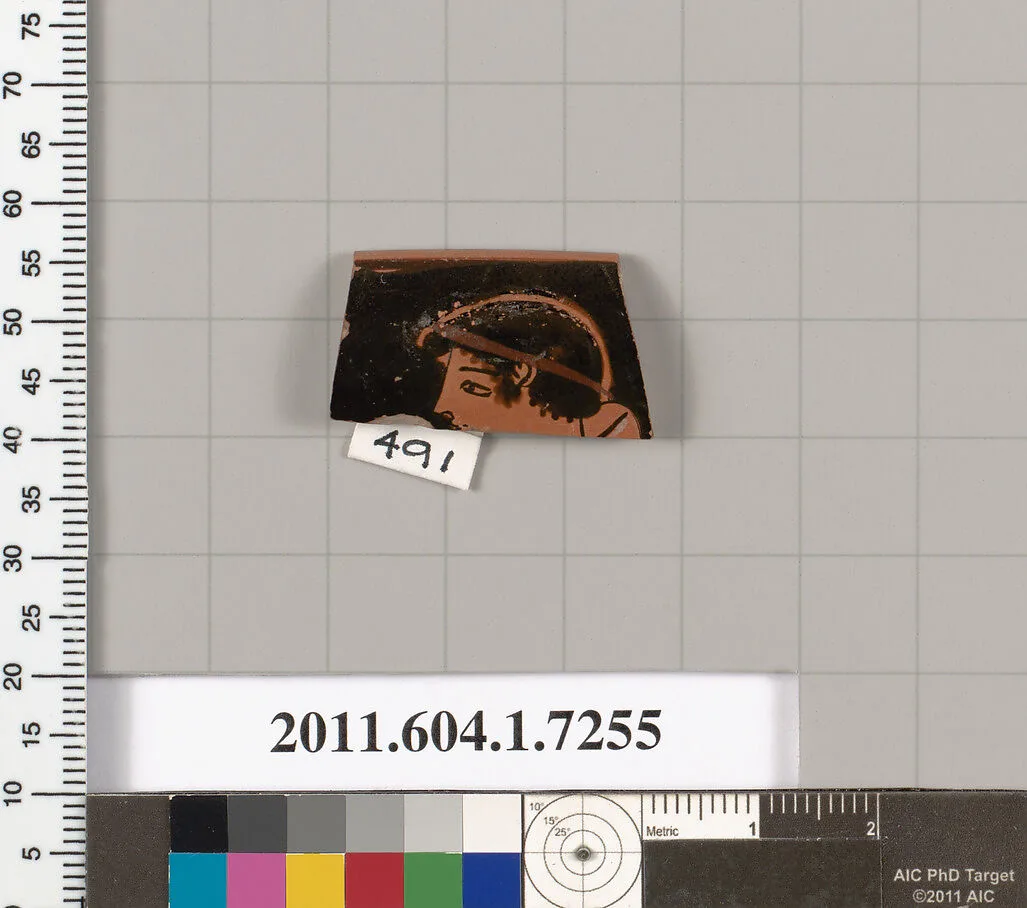 Terracotta rim fragment of a kylix (drinking cup) — Makron