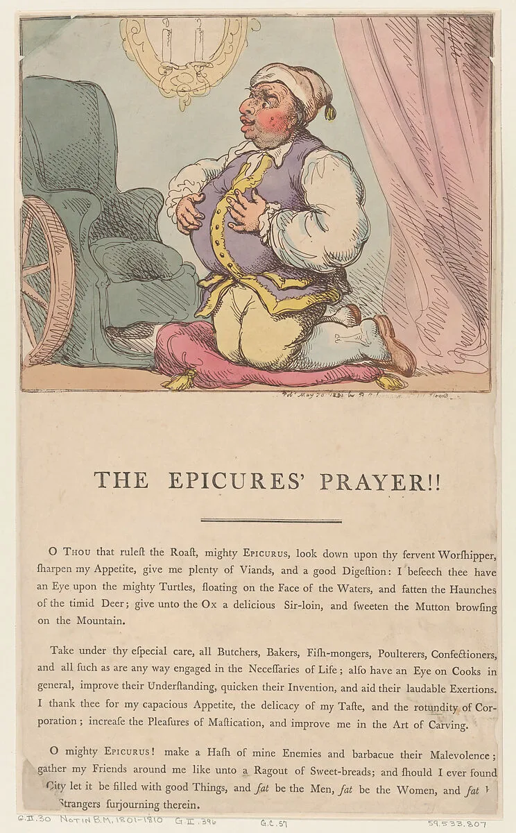 The Epicure's Prayer!! — Thomas Rowlandson|Edward Spragg|George Murgatroyd Woodward