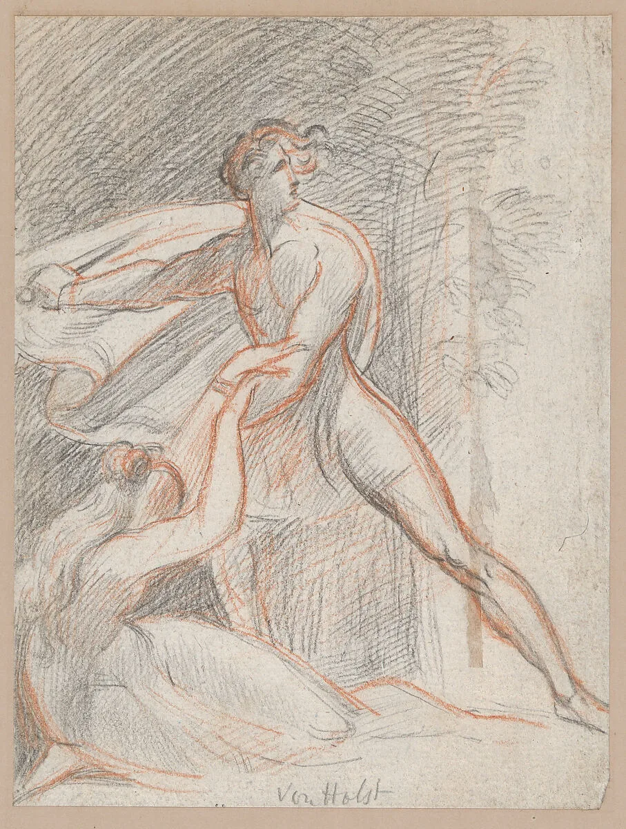 Man Holding a Dagger Next to a Reclining Woman — Theodor Richard Edward von Holst