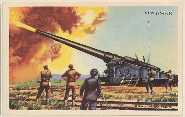 Gun (16-inch), bakery card from the Speed Pictures series (D39-8), issued by Bell Bakeries, Inc. — Bell Bakeries, Inc.