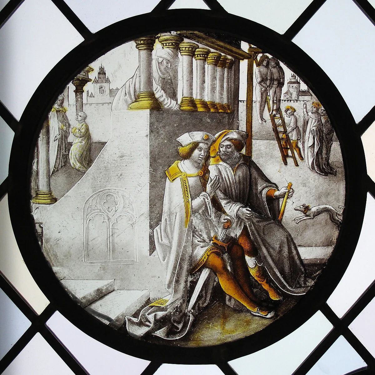 Roundel with Mordecai Overhearing the Conspirators — Unknown