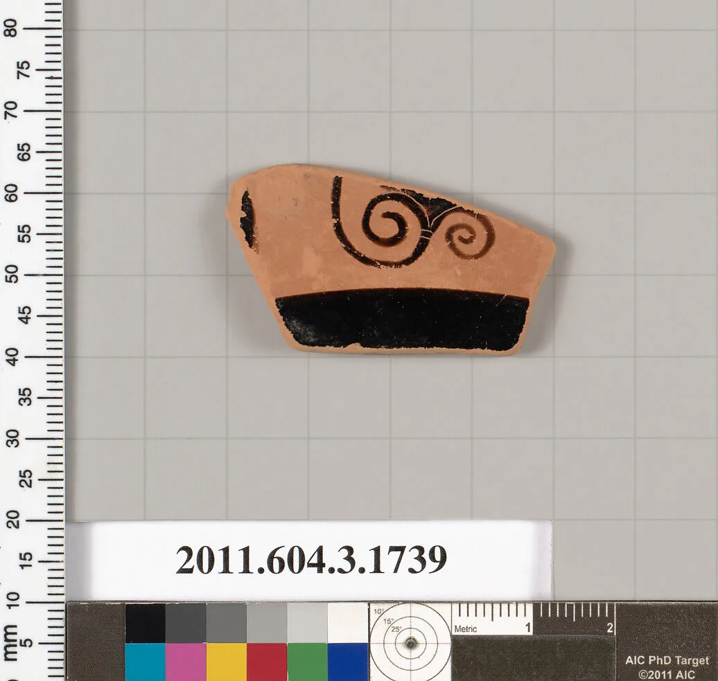 Terracotta fragment of a kylix: Lip cup (drinking cup) — Unknown
