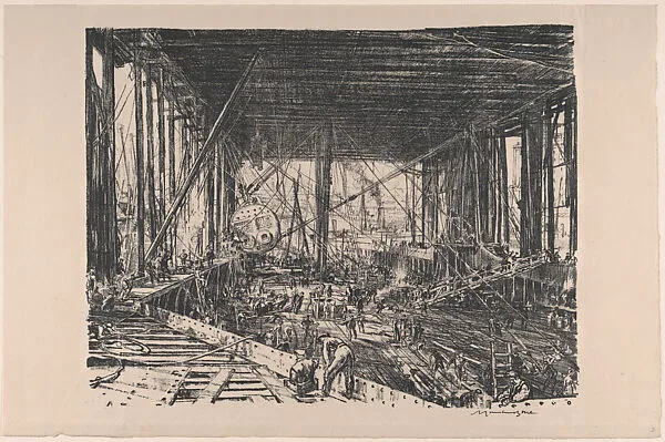 On the Floor of the Train Ferry (On the Clyde, no. 3) — Sir Muirhead Bone