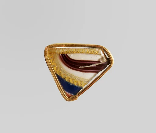 Glass striped mosaic bowl fragment