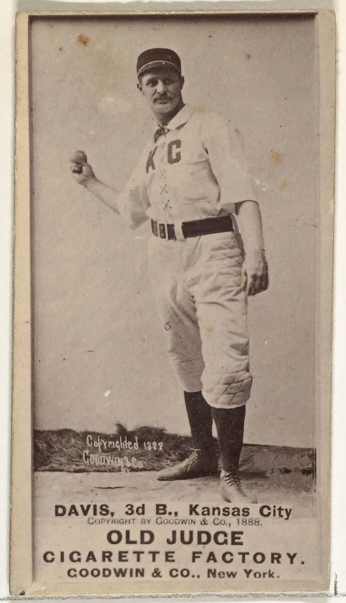 James J. "Jumbo" Davis, 3rd Base, Kansas City Cowboys, from the Old Judge series (N172) for Old Judge Cigarettes — Goodwin & Company