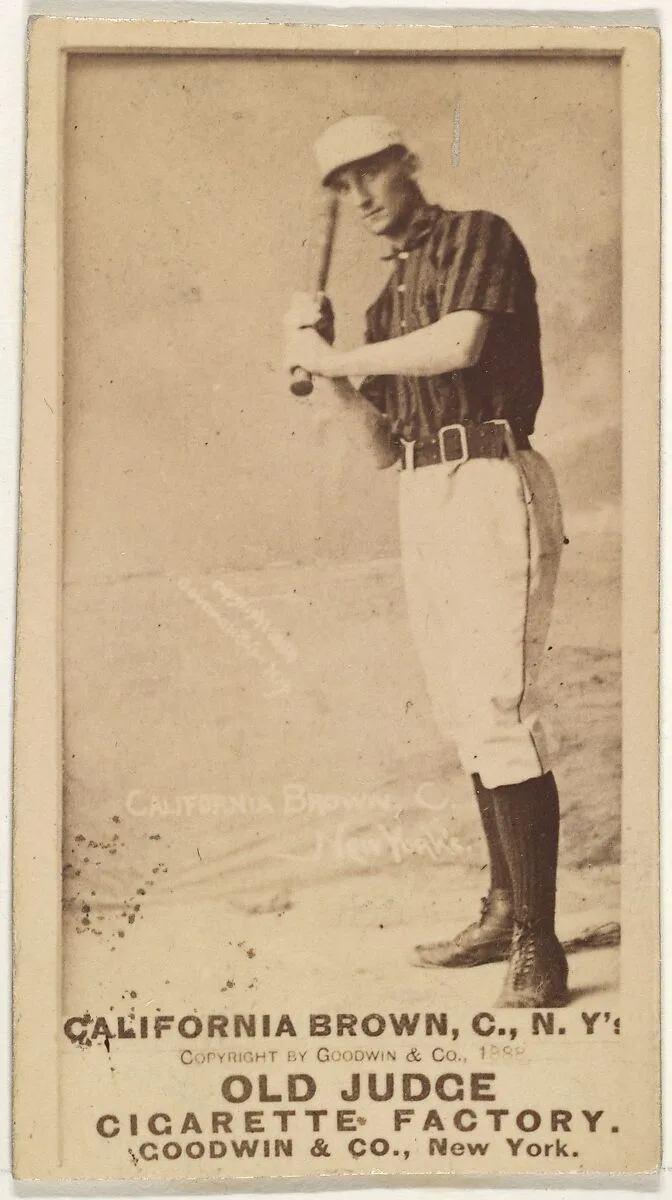 William "California" Brown, Catcher, New York, from the Old Judge series (N172) for Old Judge Cigarettes — Goodwin & Company