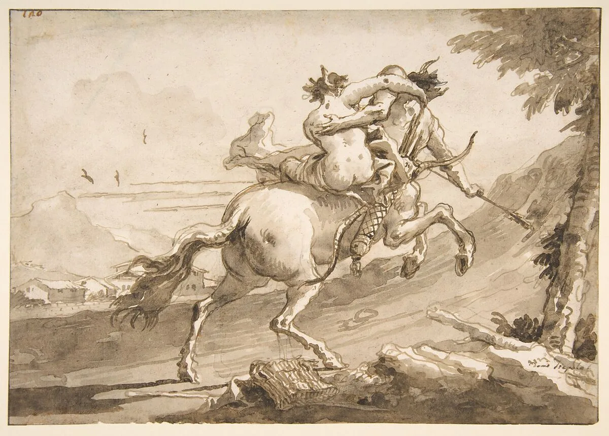 Back View of a Centaur Abducting a Satyress — Giovanni Domenico Tiepolo