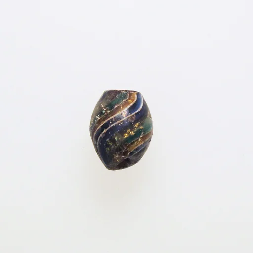 Glass gold-band mosaic bead