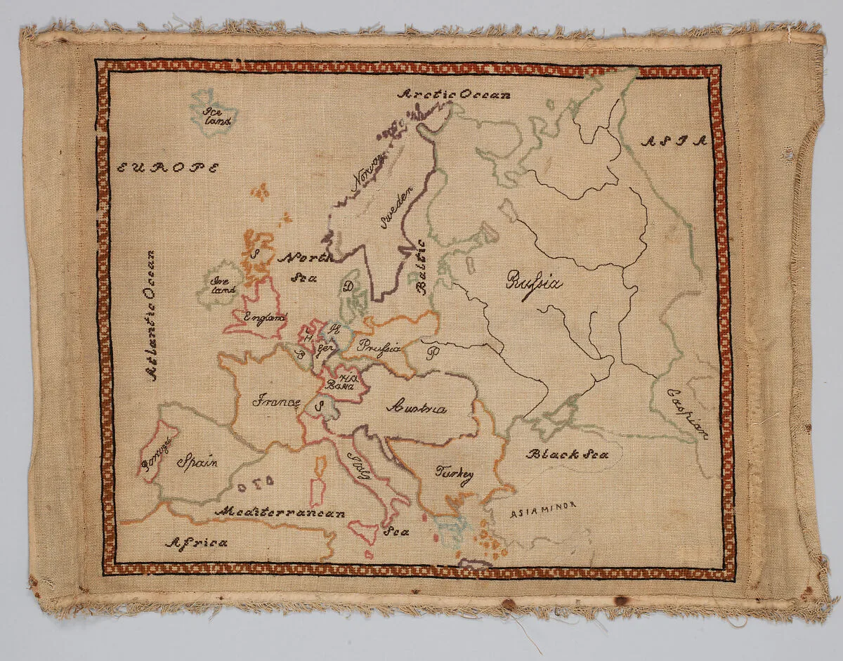 Embroidered map sampler — Unknown